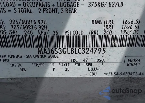 2020 Ford Ecosport Se z USA, uszkodzony, nr VIN MAJ6S3GL8LC324795